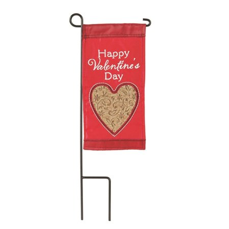 DICKSONS 4 x 85 in Flag Double Applique Happy ValentineS Day Polyester Mini I Flag With Pole M040058